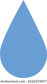 Flat blue water droplet icon in teardrop shape, perfect for hydration themes, eco-friendly design, clean water symbols, or fluid concepts.