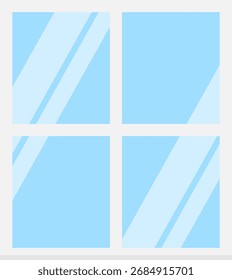 Flat blue window frame illustration