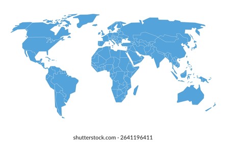Flat blue world map showing country outlines