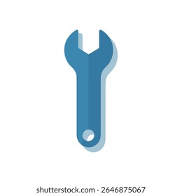 Flat Blue Wrench Icon – Tool Symbol for Repair and Maintenance