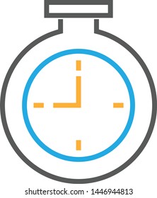 Flat blue and yellow stopwatch icon 
