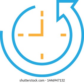 Flat blue and yellow watch icon 