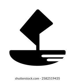 Flat boat icon with sharp details, perfect for travel and water sports visuals.