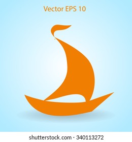 Flat boat icon. Vector.