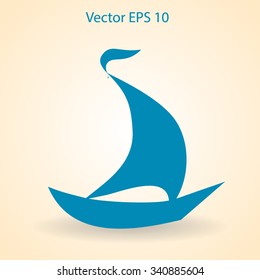 Flat boat icon. Vector.