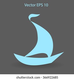 Flat boat icon. Vector.