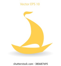 Flat boat icon. Vector.