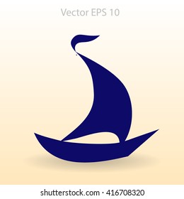 Flat boat icon. Vector.