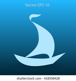 Flat boat icon. Vector.