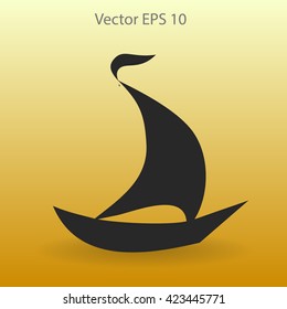 Flat boat icon. Vector.