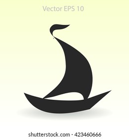 Flat boat icon. Vector.