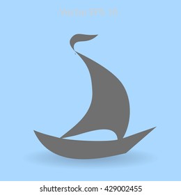 Flat boat icon. Vector.