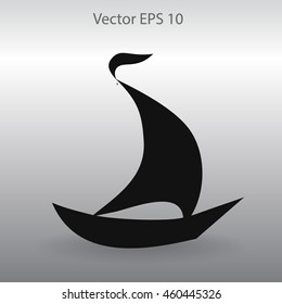 Flat boat icon. Vector.