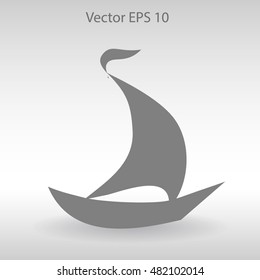 Flat boat icon. Vector.