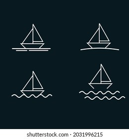  arte de ilustración vectorial de línea de barco plana