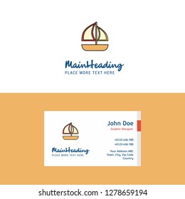 Flat Boat Logo and Visiting Card Template. Busienss Concept Logo Design