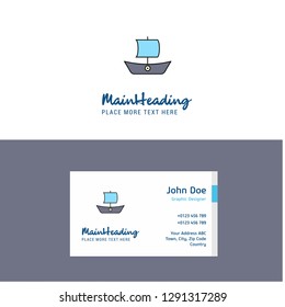 Flat Boat Logo and Visiting Card Template. Busienss Concept Logo Design