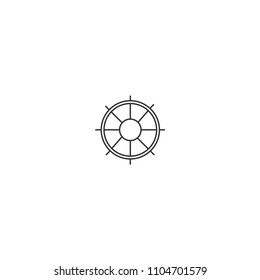 Flat Boat Wheel Icon Vector