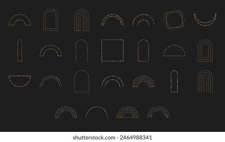 Diseño de forma de arco y arco iris asimétrico boho plano, arte de forma irregular orgánica moderna, gráfico de silueta geométrica linda, doodle colección de símbolo mínimo líquido, conjunto de elementos aleatorios abstractos de moda,