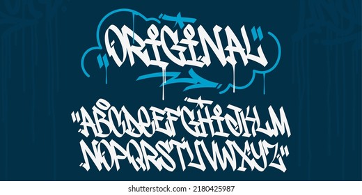 Flat Bold Abstract Handwritten Hiphop Graffiti Street Art Style Font Alphabet Vector Illustration Template