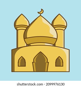 Flat and bold line illustration of mosque