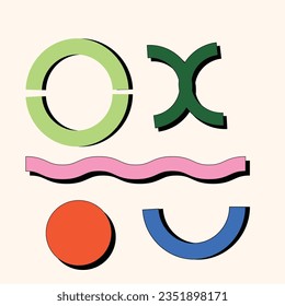 Flat Bold Shape Retro Elements 