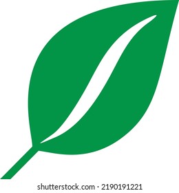flat bold style concept illustrated icon of green leaf 