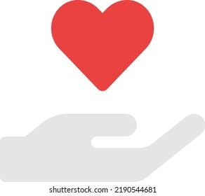 flat bold style concept illustrated icon of heart in hand 