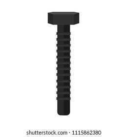 Flat bolt icon . Vector illustration of metallic fixing element.