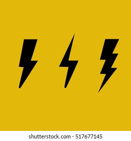 Flat bolt icons isolated on yellow background. Vector illustration.