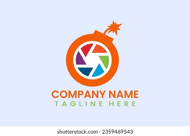 Icono de la plantilla de logotipo de la cámara de bombas planas logotipo de la imagen de diseño vectorial