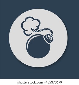 Flat bomb with fuse icon vector illustration