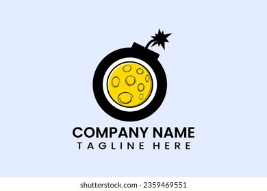Flat bomb moon logo template icon symbol logo vector design illustration
