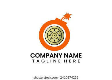 Flat bomb shield icon symbol logo template vector design illustration