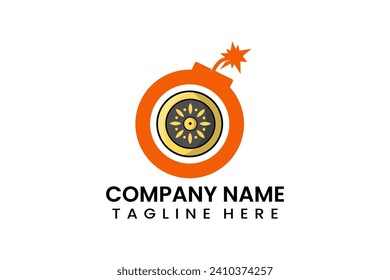 Flat bomb shield icon symbol logo template vector design illustration