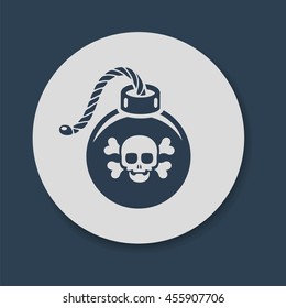 Flat bomb with skull and crossbones icon vector