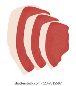 
Flat boneless red meat in patty shape symbolizing beef tenderloin 
