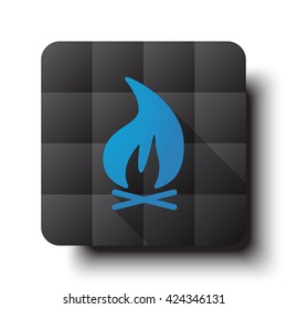 Flat Bonfire icon on black app button with drop shadow