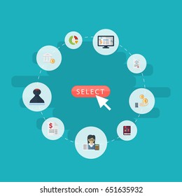 Flat Book, Act, Profit And Other Vector Elements. Set Of Accounting Flat Symbols Also Includes System, Account, Software Objects.