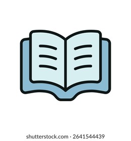 Flat book icon in color style, ideal for apps, reading, and academic websites.
