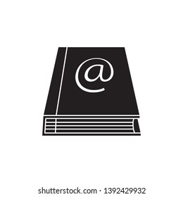flat book icon, with email symbol sign, vector, eps 10