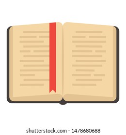 Flat book icon. Library books, open dictionary page and encyclopedia on stand. Pile of paper magazines, ebook globe and novel booklet, publishing vector isolated symbol