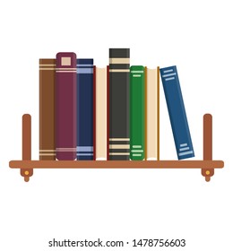Flat book icon. Library books, open dictionary page and encyclopedia on stand. Pile of paper magazines, ebook globe and novel booklet, publishing vector isolated symbol