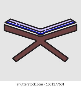 The flat book icon opens on the reading table, blue, isolated background gray
