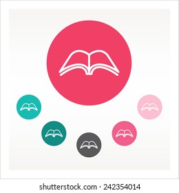 Flat Book Icon Vector Color Set