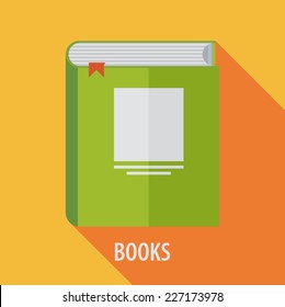 Flat book icon, vector eps10 illustration