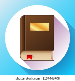 flat book icon vector illustration. Flat book icon with bookmark.