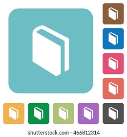 Flat book icons on rounded square color backgrounds.