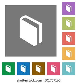 Flat book icons on simple color square background.