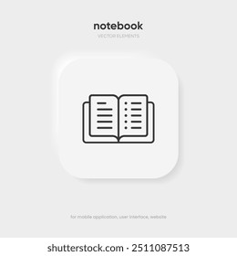 Symbol für flache Notizbücher. Schreiben Sie eine Nachricht, Korrespondenz, Chat, Buch, Notiz, Buch, Literatur, Bildung, Notizblock, Stift, Bleistift, Tinte, Blatt, Papier. 